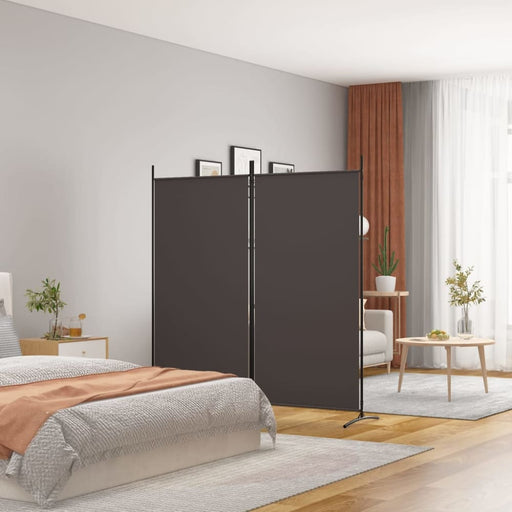 2-panel Room Divider Brown 175x180 Cm Fabric Tpbxpk