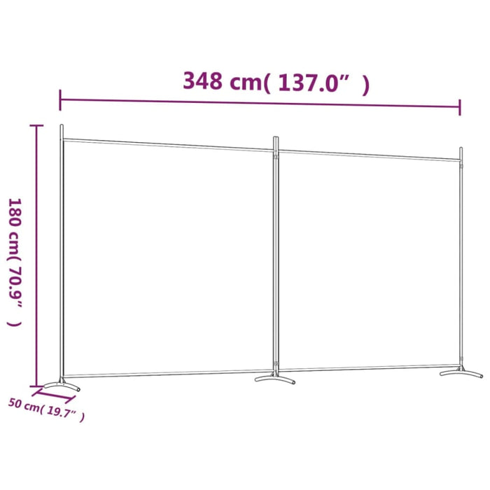 2-panel Room Divider White 348x180 Cm Fabric Tpbxia