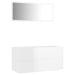 2 Piece Bathroom Furniture Set Glossy Look White Chipboard