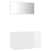 2 Piece Bathroom Furniture Set Glossy Look White Chipboard