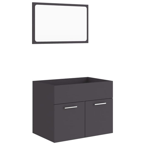 2 Piece Bathroom Furniture Set Grey Chipboard Nbaina