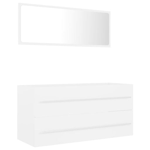 2 Piece Bathroom Furniture Set White Chipboard Nbanpa