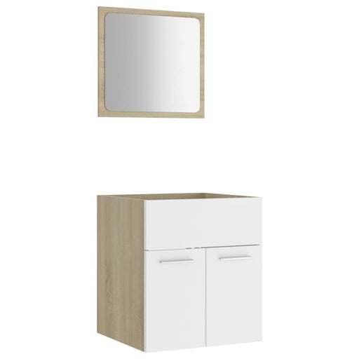 2 Piece Bathroom Furniture Set White And Sonoma Oak