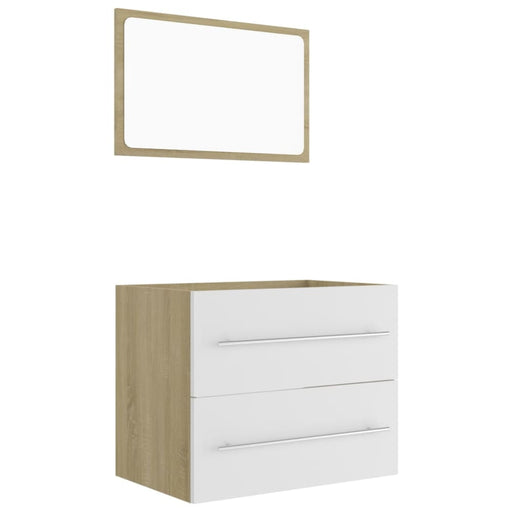 2 Piece Bathroom Furniture Set White And Sonoma Oak