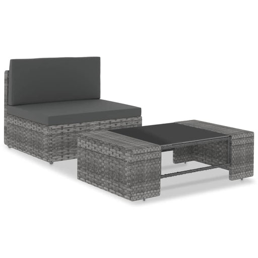 2 Piece Garden Lounge Set Poly Rattan Grey Akpxx