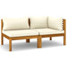 2 Piece Sofa Set With Cream White Cushions Solid Acacia