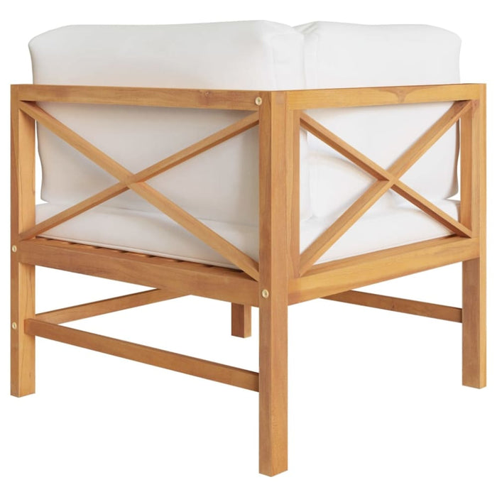 2-seater Garden Bench With Cream Cushions Solid Teak Wood