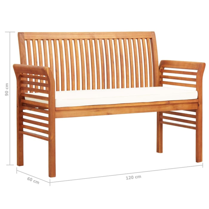 2-seater Garden Bench With Cushion Solid Acacia Wood Apkli