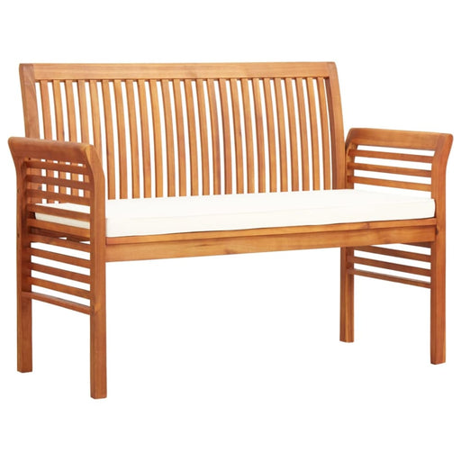 2-seater Garden Bench With Cushion Solid Acacia Wood Apkli