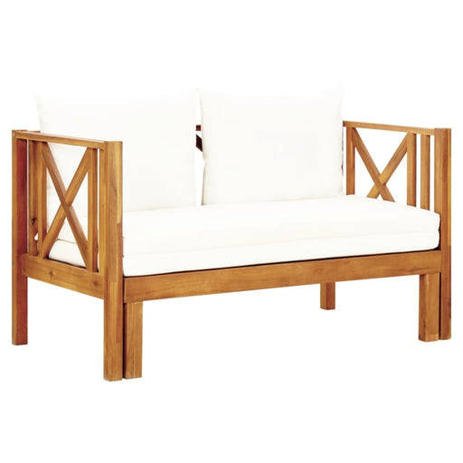 2-seater Garden Bench With Cushions Solid Acacia Wood Tobtbi