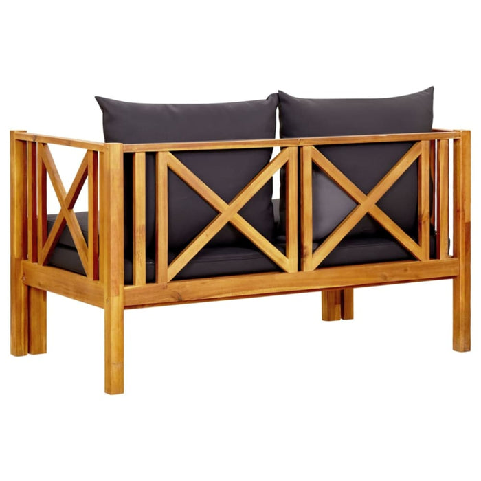 2-seater Garden Bench With Cushions Solid Acacia Wood Tobtbn