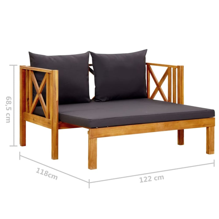 2-seater Garden Bench With Cushions Solid Acacia Wood Tobtbn