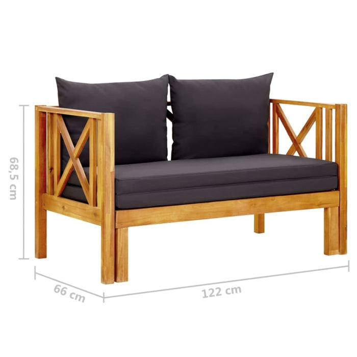 2-seater Garden Bench With Cushions Solid Acacia Wood Tobtbn