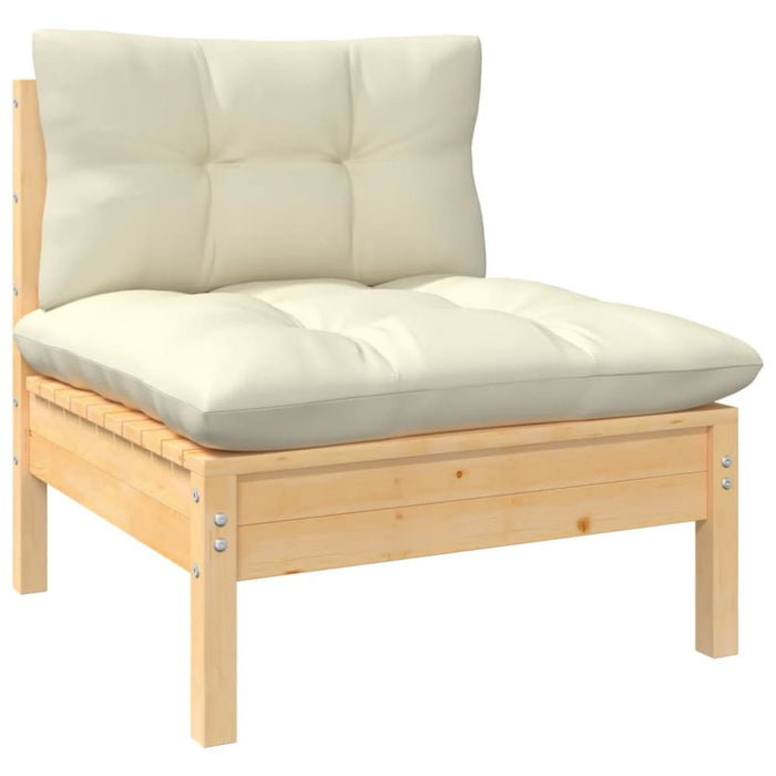 2-seater Garden Sofa With Cream Cushions Solid Pinewood