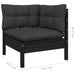 2-seater Garden Sofa With Cushions Black Solid Pinewood