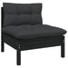 2-seater Garden Sofa With Cushions Black Solid Pinewood