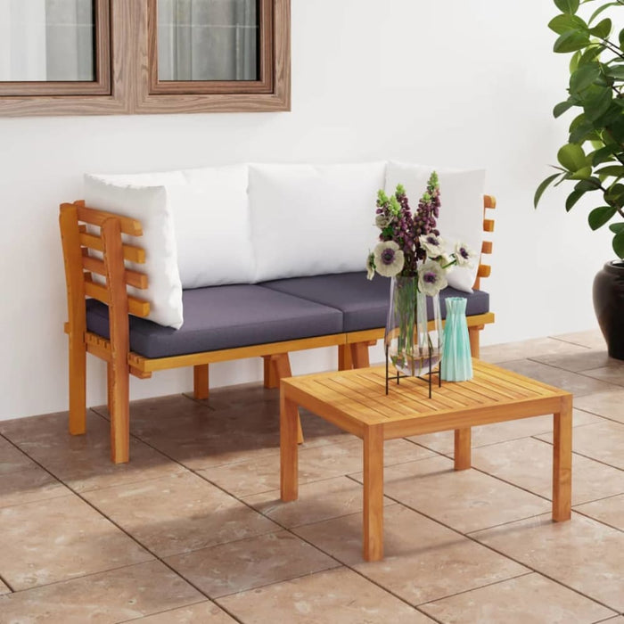 2-seater Garden Sofa With Cushions Solid Acacia Wood Tolxla