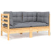 2-seater Garden Sofa With Grey Cushions Solid Pinewood