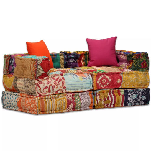 2-seater Modular Pouffe Patchwork Fabric Xaakii