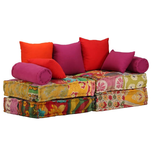 2-seater Modular Pouffe Patchwork Fabric Xaaknp