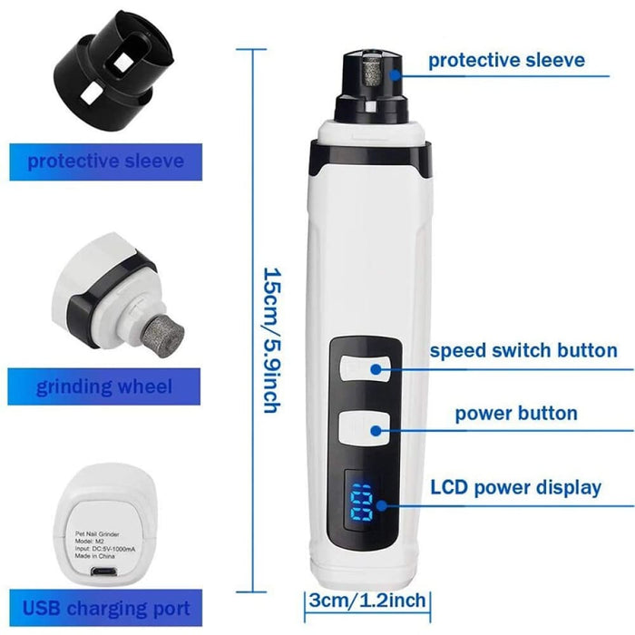 Lcd 2-speed Rechargeable Low Noise Dog Nail Trimmers