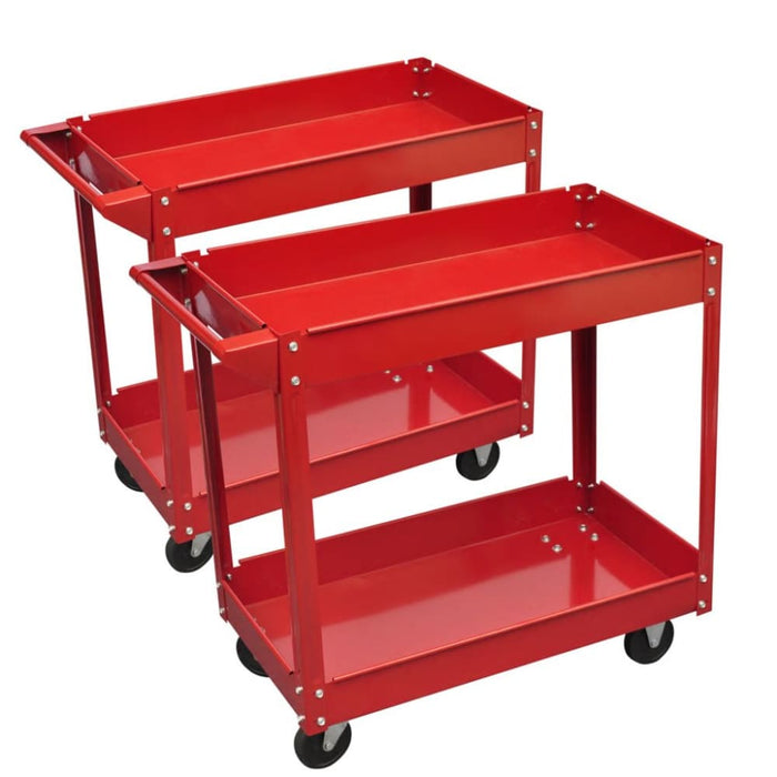 2 x Workshop Tool Trolley 100 Kg Shelves Oabopp