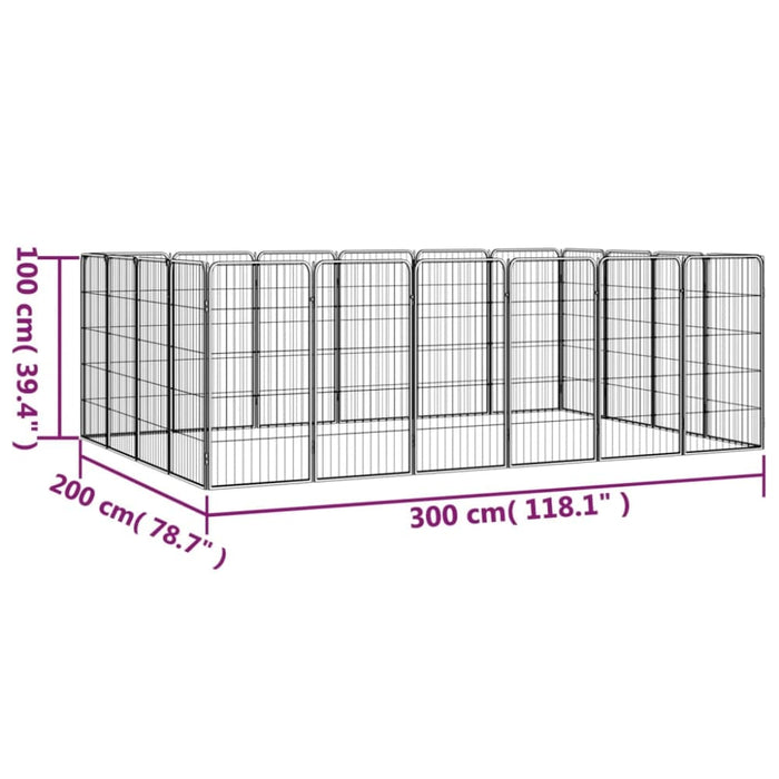 20-panel Dog Playpen Black 50x100 Cm Powder-coated Steel