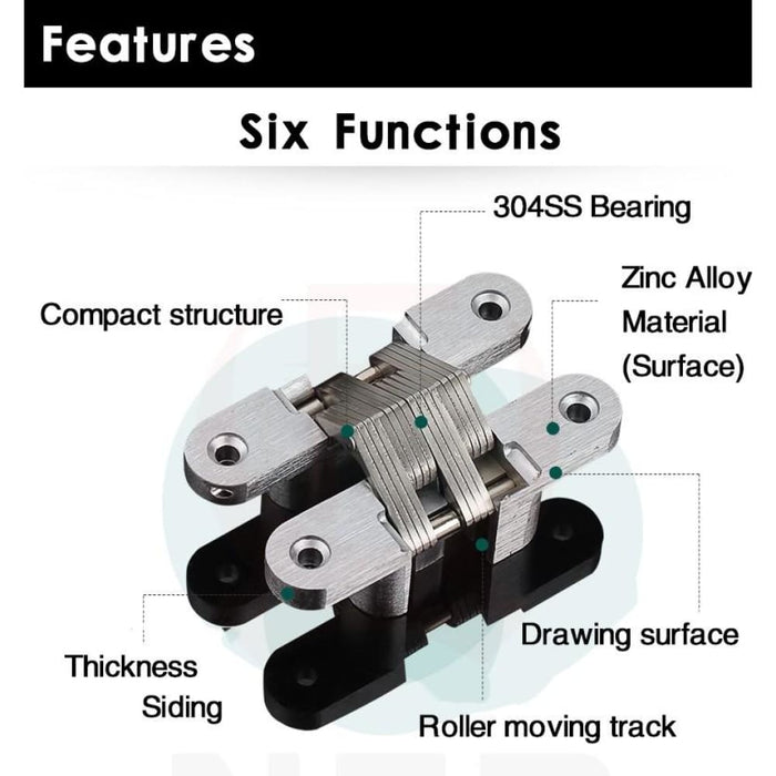 2pcs 304 Stainless Steel Hidden Hinges Seven Size Invisible