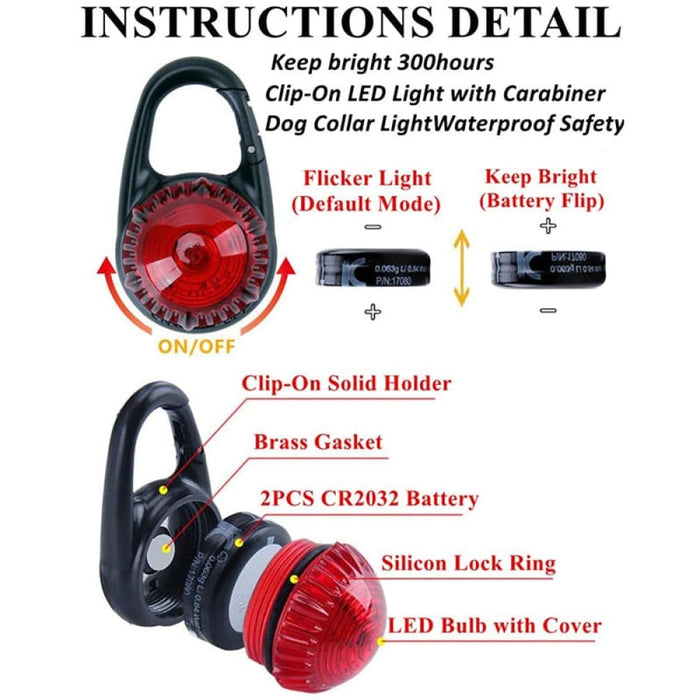 3 In 1 Waterproof Clip-on Safety Light Led Collar Tag