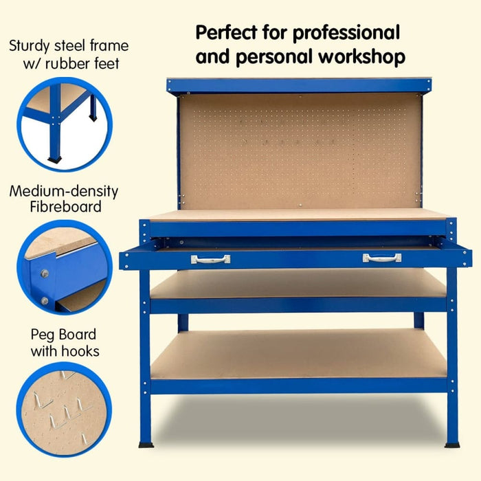 3 - layered Work Bench Garage Storage Table Tool Shop Shelf