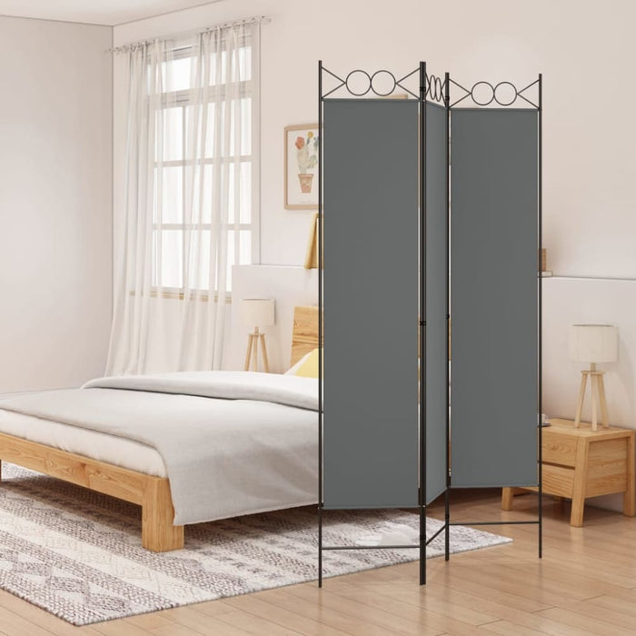 3 - panel Room Divider Anthracite 120x200 Cm Fabric Tpboan