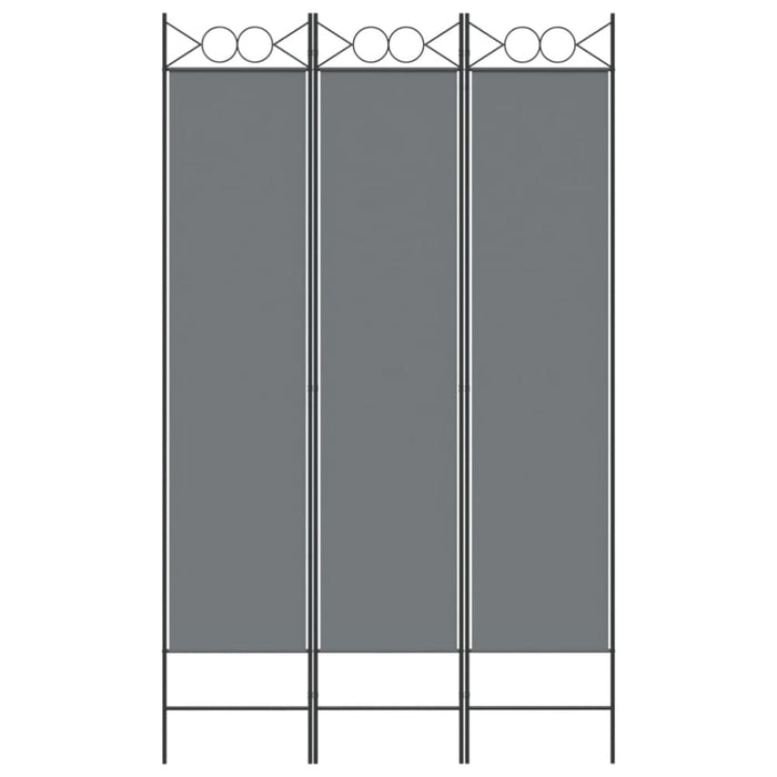 3 - panel Room Divider Anthracite 120x200 Cm Fabric Tpboan