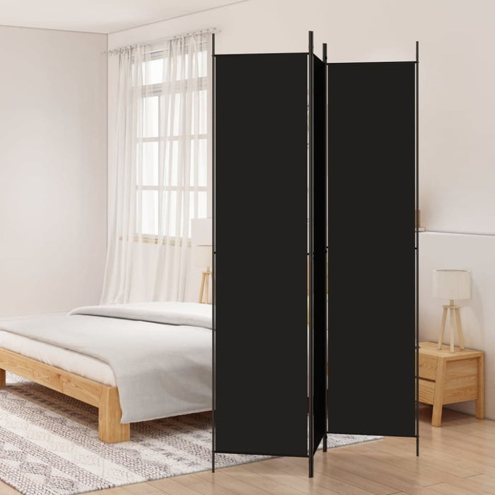 3-panel Room Divider Black 150x220 Cm Fabric Tpboki