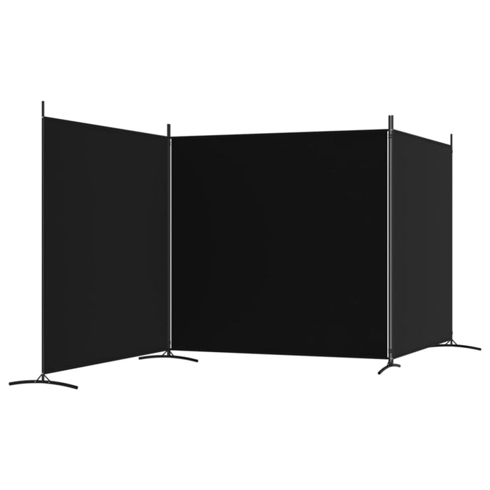 3-panel Room Divider Black 525x180 Cm Fabric Tpbxno