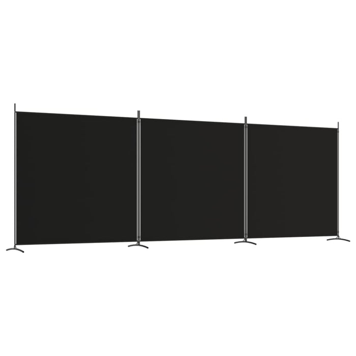 3-panel Room Divider Black 525x180 Cm Fabric Tpbxno