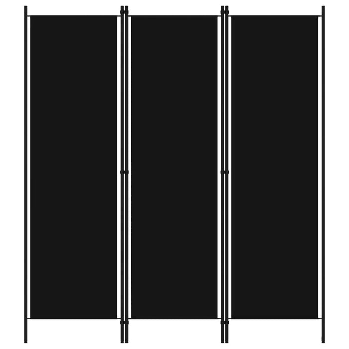 3 Panel Room Divider Black Gl271