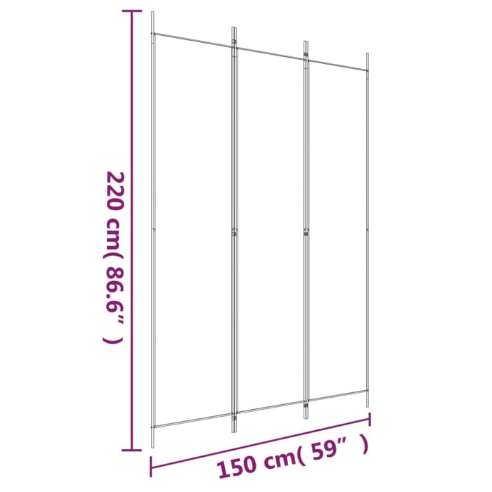 3-panel Room Divider White 150x220 Cm Fabric Tpboka