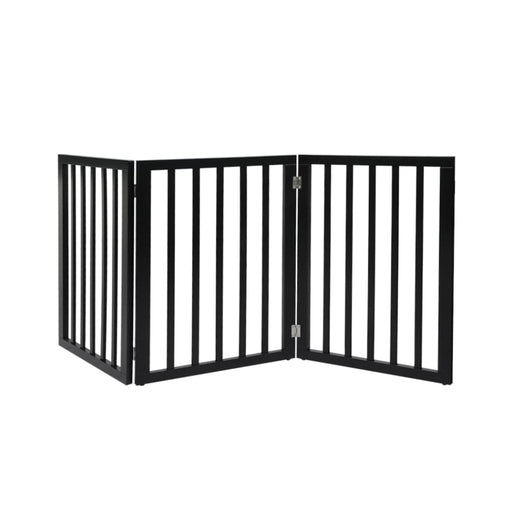 3 Panels Wooden Pet Gate Dog Fence Safety Stair Barrier