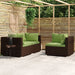 3 Piece Garden Lounge Set With Cushions Brown Poly Rattan