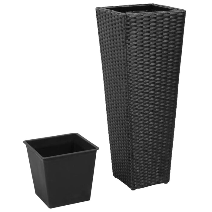 3 Rattan Flower Raised Beds Black Abpta