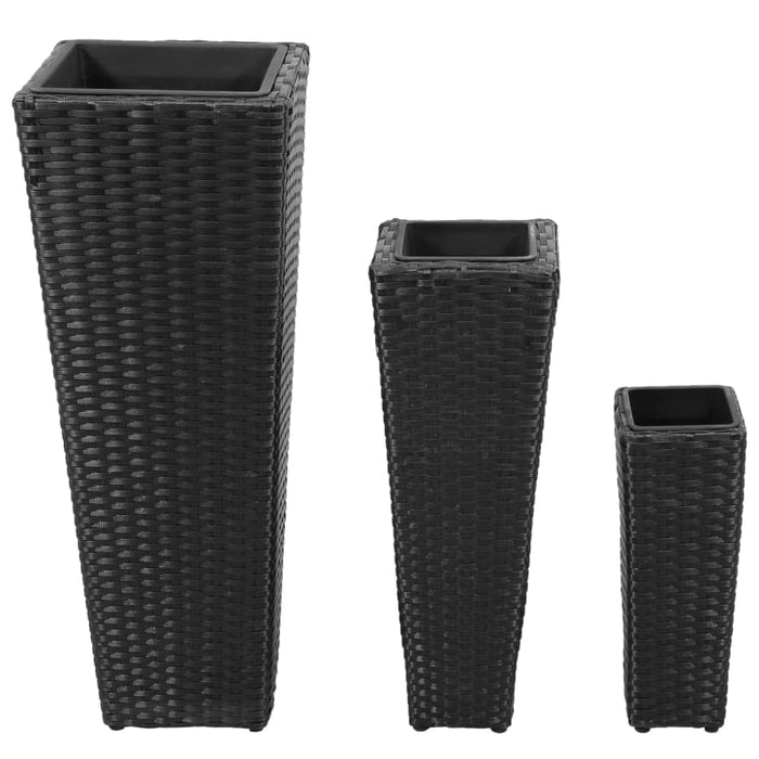 3 Rattan Flower Raised Beds Black Abpta