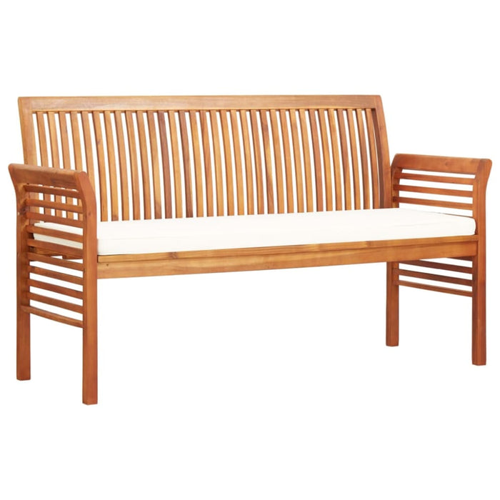 3-seater Garden Bench With Cushion Solid Acacia Wood Apkln