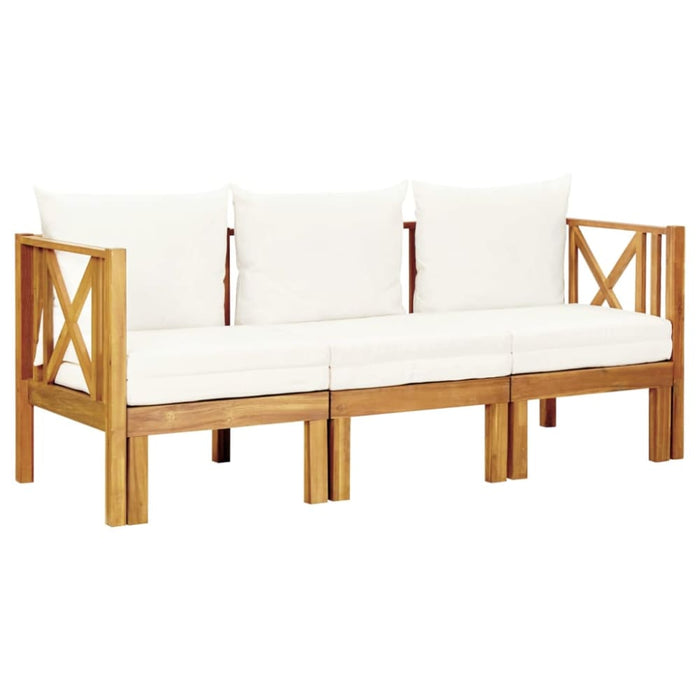 3 - seater Garden Bench With Cushions Solid Acacia Wood