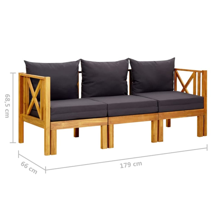 3-seater Garden Bench With Cushions Solid Acacia Wood Tobtob