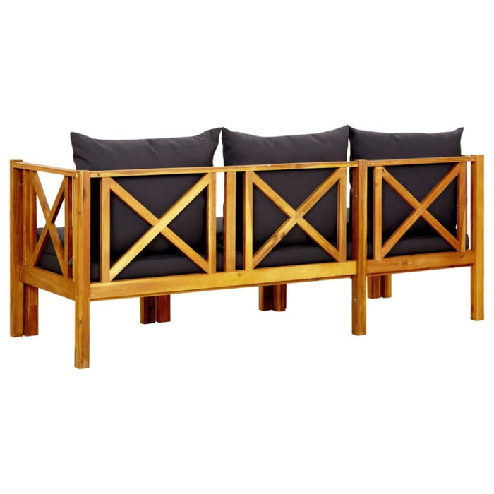 3-seater Garden Bench With Cushions Solid Acacia Wood Tobtob