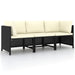 3-seater Garden Sofa With Cushions Black Poly Rattan Totpot