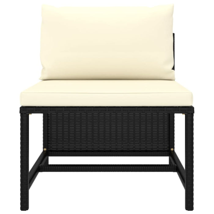 3-seater Garden Sofa With Cushions Black Poly Rattan Totpot