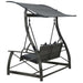 3-seater Garden Swing Bench With Canopy Poly Rattan Grey