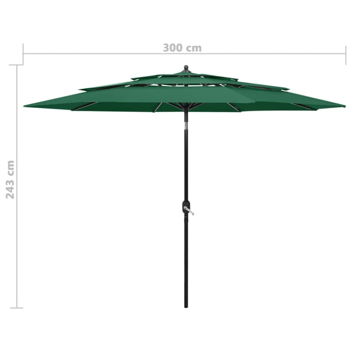 3-tier Parasol With Aluminium Pole Green 3 m Totnlk