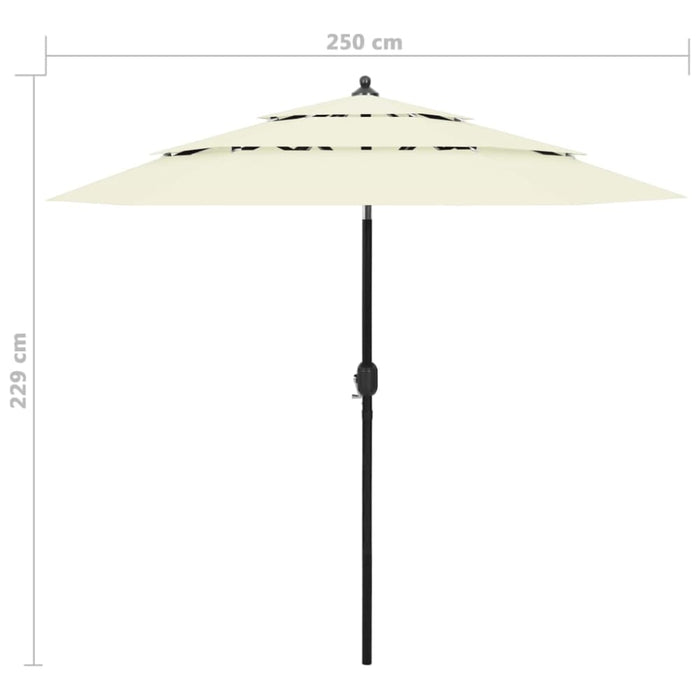 3-tier Parasol With Aluminium Pole Sand 2.5 m Totnlb